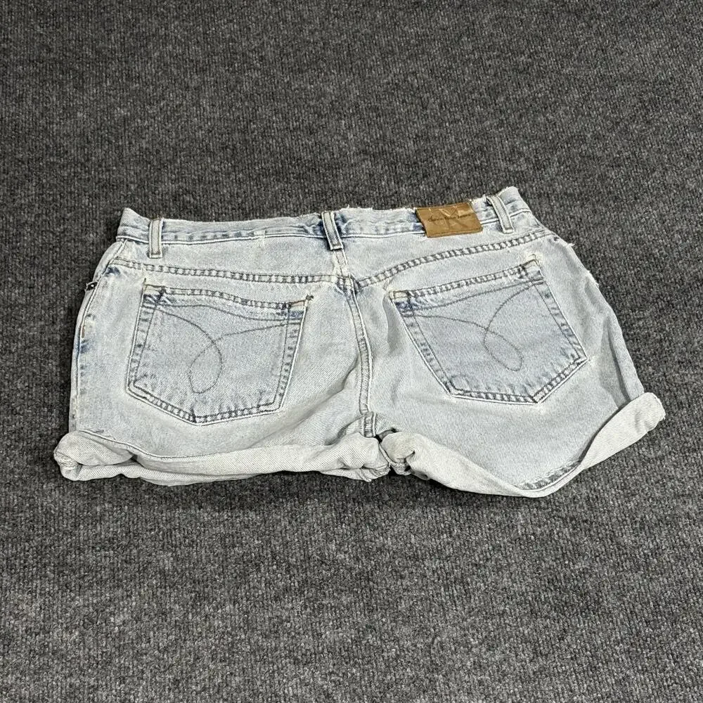 Vintage Calvin Klein Jeans Shorts Womens 12 Light Wash Denim Mid Rise 90s